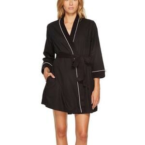 Kate Spade Robe Night Owl Xsmall Small Black Pink Shortie Robe, No Tie